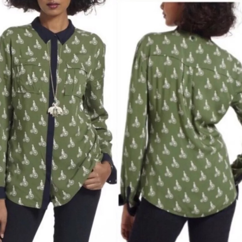 Anthropologie Olive Green Button-Down Shirt